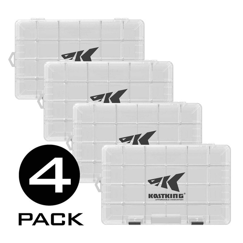 KastKing Tackle Boxes, Plastic Box, Plastic Storage Organizer Box with Removable Dividers - Fishing Tackle Storage - Box Organizer - 2 Packs /4 Packs Tackle Trays - Parts Box
