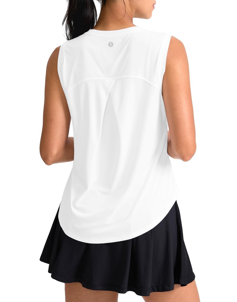 SANTINY Women's Sleeveless Workout Tops Breathable Lightweight Active Tennis Yoga Shirts Athletic Running Tank Tops for Women (White_XS)