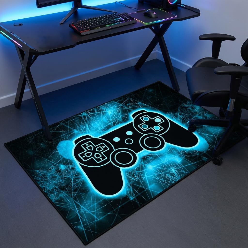 Gaming Rug - Video Game Area Rugs for Boys Teens Gamer Rug for Boys Room Gamer Controller Gamepad Pattern Carpet Floor Mat Bathroom Mat for Livingroom