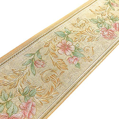 Simplemuji Orange Wallpaper Flowers Border Peel & Stick Wall Covering Kitchen Bathroom Bedroom Tiles Decor Sticker,4 Inch by 16.5 Feet