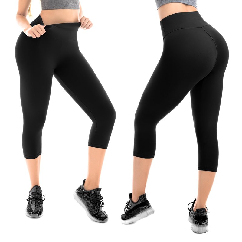 Walifrey Capri Leggings for Women, Buttery Soft High Waisted Leggings for Gym Yoga Workout (Brown SM)