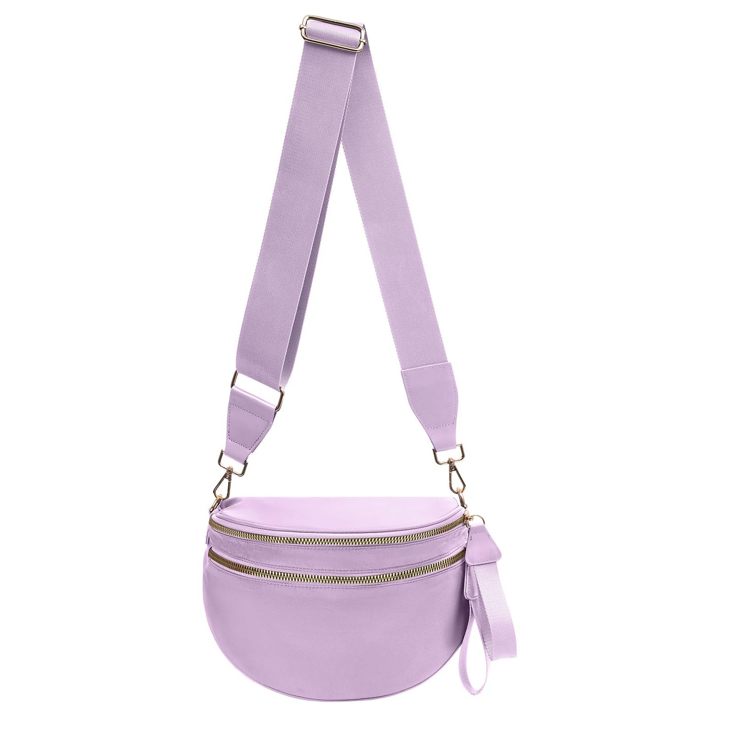 Nylon Crossbody Bags Bum Bag for Women Large Sling Bag Purse with Adjustable Strap（Black）