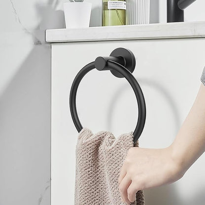 SetSail Towel Holder for Bathroom Wall Matte Black Towel Ring Stainless Steel
