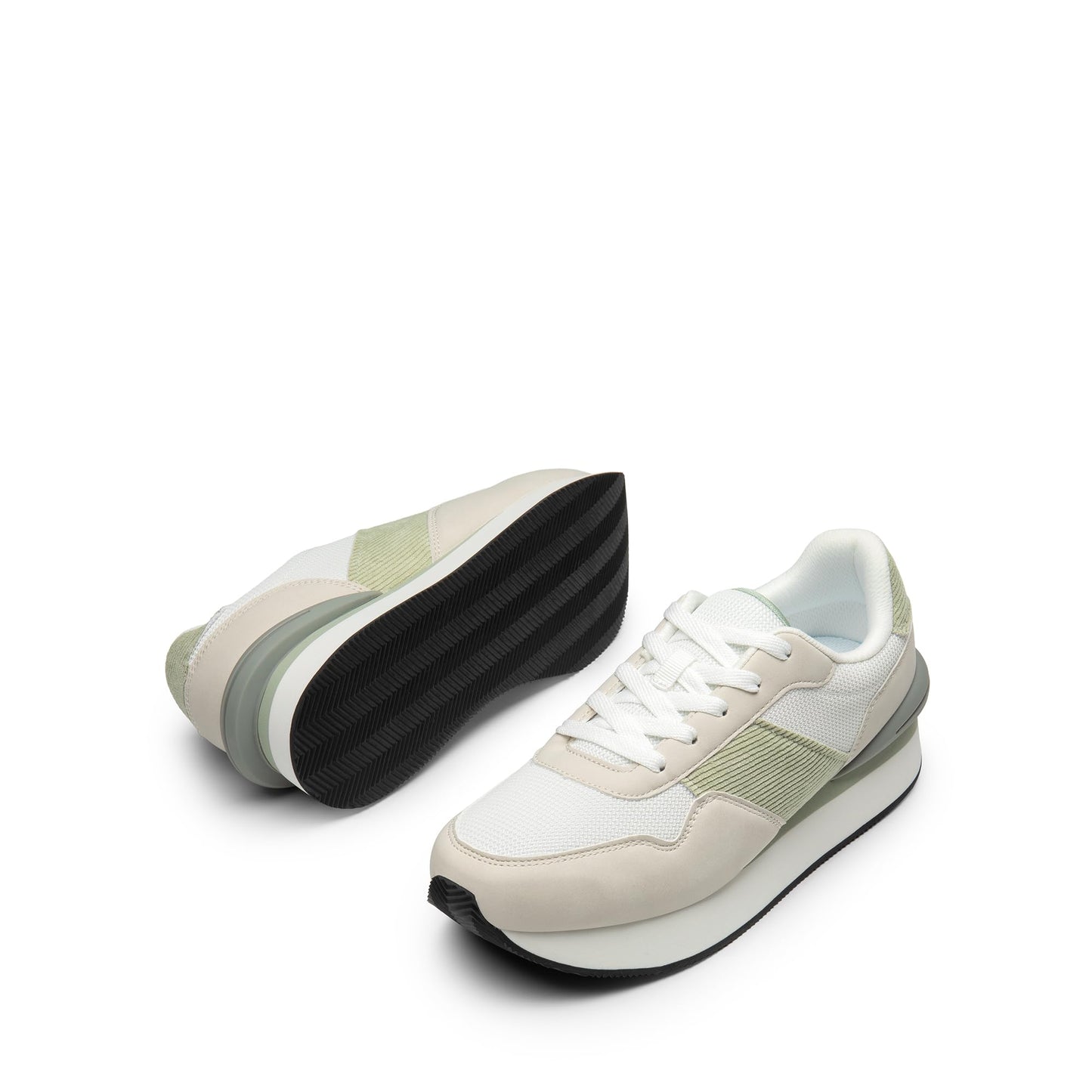 DREAM PAIRS Women Sneakers Tennis Ray Walking Platform Chunky Comfortable Lightweight Lace Up Casual Fashion Sneaker,Size 11,Beige/White,SDFN2448W