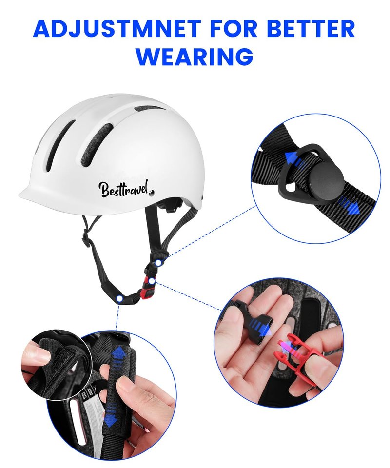 Besttravel Skateboard Helmet, Adjustment Bike Helmets for Adults, Multi-Sport Bicycle Skateboard Skating Longboard Commuter Helmet for Men Women