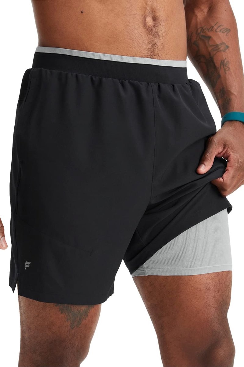 Fabletics Men's The Fundamental Short II (Lined), Workout, Running, Training, Gym, Yoga, Ultra Lightweight,7" Inseam, S, Black