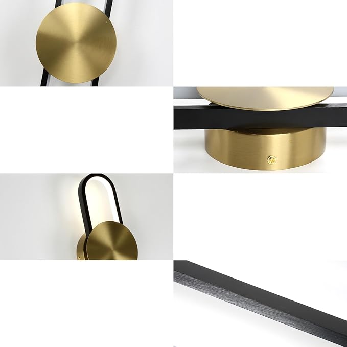 Modern Wall Sconce Dimmable 3000K/4000K/6000K LED Wall Light Fixture, Hardwired Wall Lamp for Living Room, Dining Room, Bedroom, Hallway, Lobby, Entryway (Brushed Black, 22inch/H56cm)