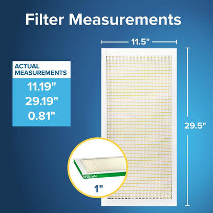 Filtrete 11.5x29.5x1 AC Furnace Air Filter, MERV 8, MPR 700, Tough on Pollen, Easy on Airflow, 3-Month Pleated 1-Inch Electrostatic Air Cleaning Filter, 4-Pack (Actual Size 11.19 x 29.19 x 0.81 in)