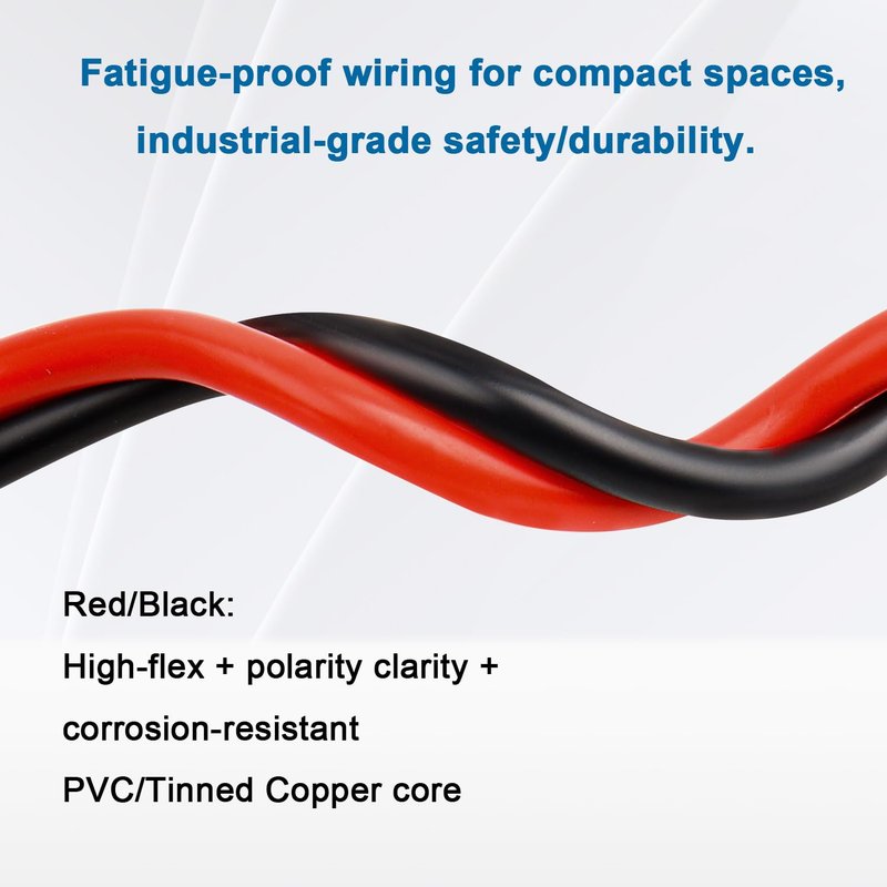 8 Gauge Marine Wire, 8 AWG Tinned Copper Electrical Wire, Boat Cable for Automotive, Solar, Car Audio, Trailer, Camper & Marine Wiring(8 AWG, 5FT Red + 5FT Black)