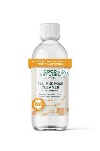 Good Natured Brand All-Purpose Cleaner Concentrate | 8oz makes 128oz | Orange Essential Oil | 16X Concentrated Natural Multi-Surface Cleaner