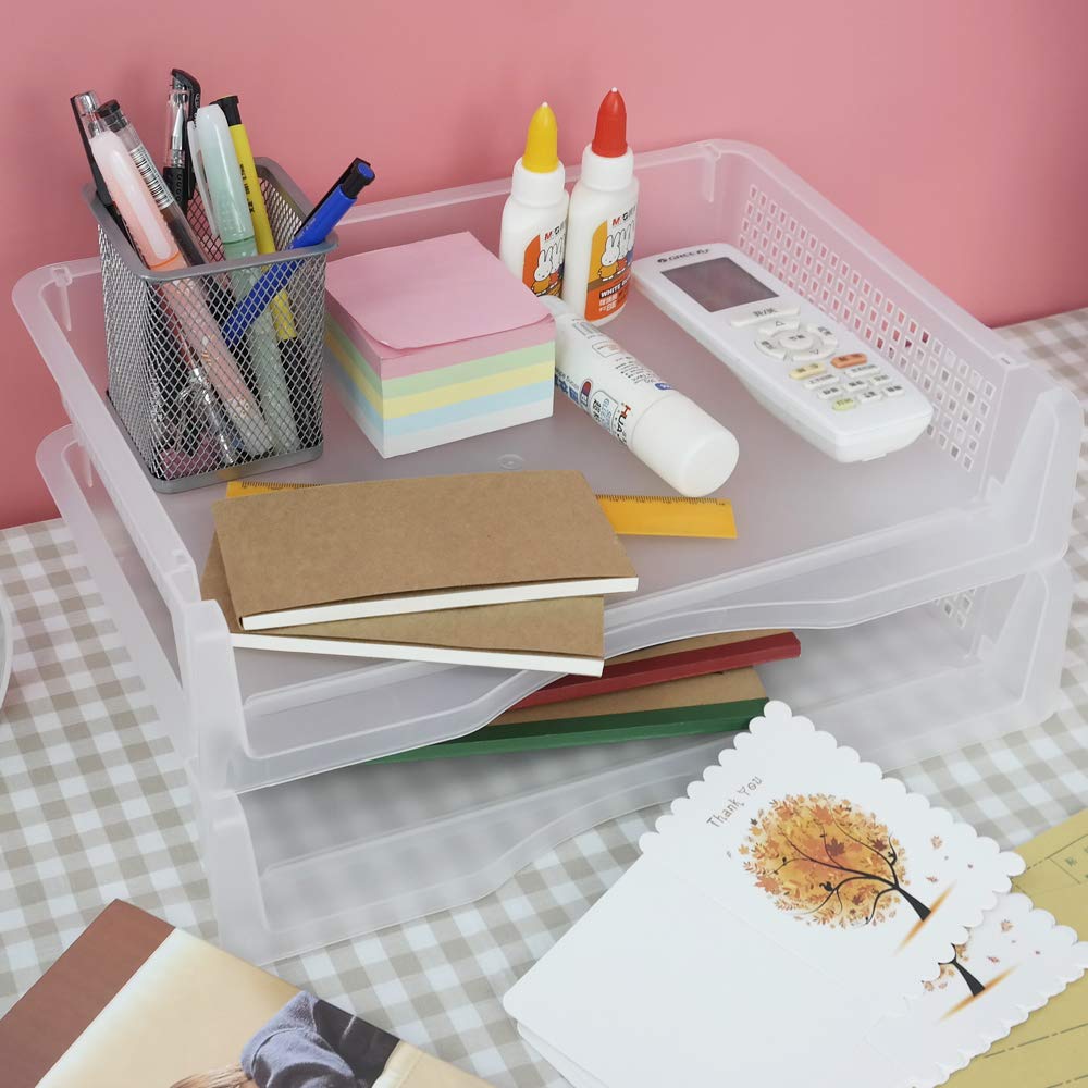 Kiddream 6 Tier Clear Plastic Document Letter Trays, Stackable Paper File Tray