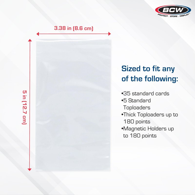 BCW Resealable Team Set Bags – 400 Count | Holds 35 Loose Cards or 5 Standard 35pt Toploaders | Fits Magnetics up to 108pt | Acid-Free Team Bags for Trading Cards & Shipping