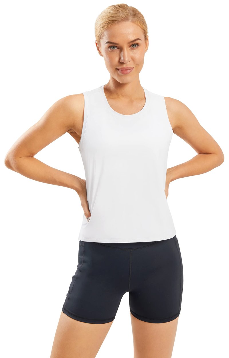 Ice Silk Workout Tops for Women Sleeveless Athletic Tank Top Loose Fit White