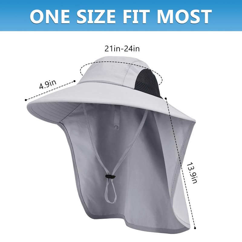 Sun Hat for Men Women with Neck Flap,UPF 50+ UV Protective Hiking Fishing Hats,Wide Brim Sun Hat for Women&Men
