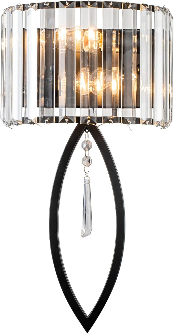 Crystal Wall Sconce Black Wall Sconce Wall Lighting Mid Century Wall Light Vanity Light Indoor Elegant Crystal Wall Lighting Fixtures for Bedroom Living Room Hallway