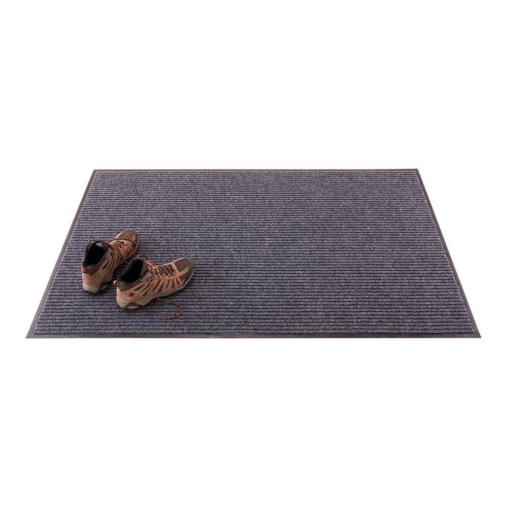 Restaurantware-Comfy Feet 60 x 36 Inch No-Slip Floor Mat, 1 Ribbed Carpet Utility Mat - Indoor and Outdoor, for Homes Or Offices, Gray Polyester Fibers Entry Mat, Vinyl Backing, Easy to Clean