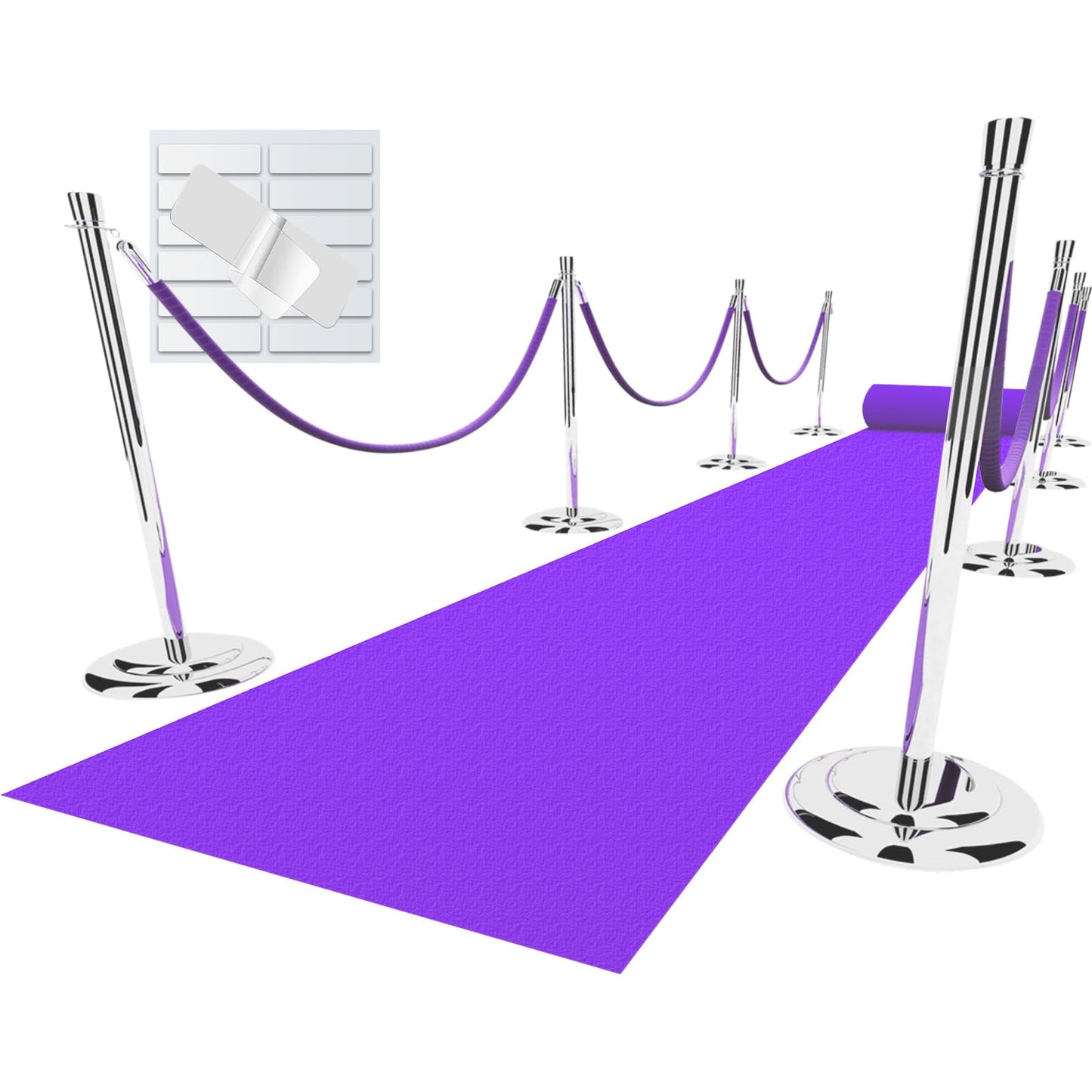 EZLucky Purple Carpet Runner for Party, 2.6X15ft, 130GSM Felt Non-Woven with Double-Sided No Traces Adhesive Sticke, Aisle Runner for Wedding, Movie Theme Party Decos, Pink Runway Rug for Prom