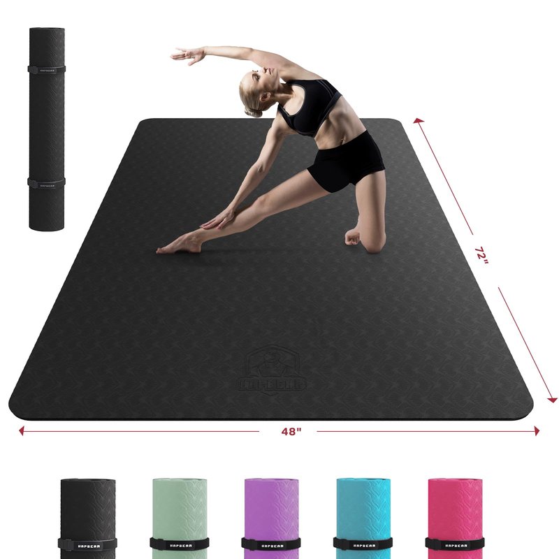 HAPBEAR Extra Large Yoga Mat 72"x48"x6mm (1/4 inch), Non-Slip, Durable,Thick Wide Exercise Mat for Home Workouts, Yoga, Pilates, Stretching Floor & Fitness Workouts