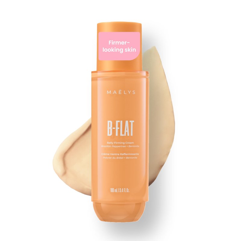 MAËLYS B-FLAT Belly Firming Cream for Women - Skin Tightening & Moisturizing Treatment with Shea Butter & Bentonite Clay - Smooths Look of Stretch Marks - Postpartum Body Care (3.4 Fl Oz)