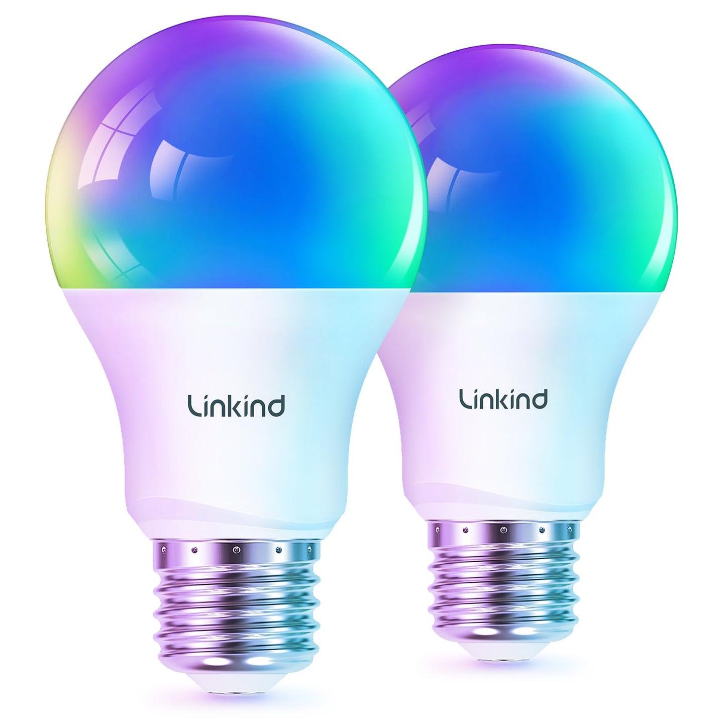 Linkind Matter Smart Light Bulb, WiFi Smart Bulbs, Work with Apple Home, Siri, Alexa, Google, SmartThings, RGBTW Color Changing Bulbs Mood Lighting, Music Sync, A19 E26 60W, 2.4Ghz WiFi 6 Pack