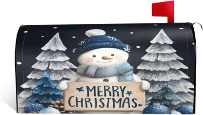 Festive Magnetic Mailbox Cover Winter Snowman Outdoor Mailbox Protector Holiday Seasonal Decorative Garden Yard Home Standard Size 21 x 18 Inch