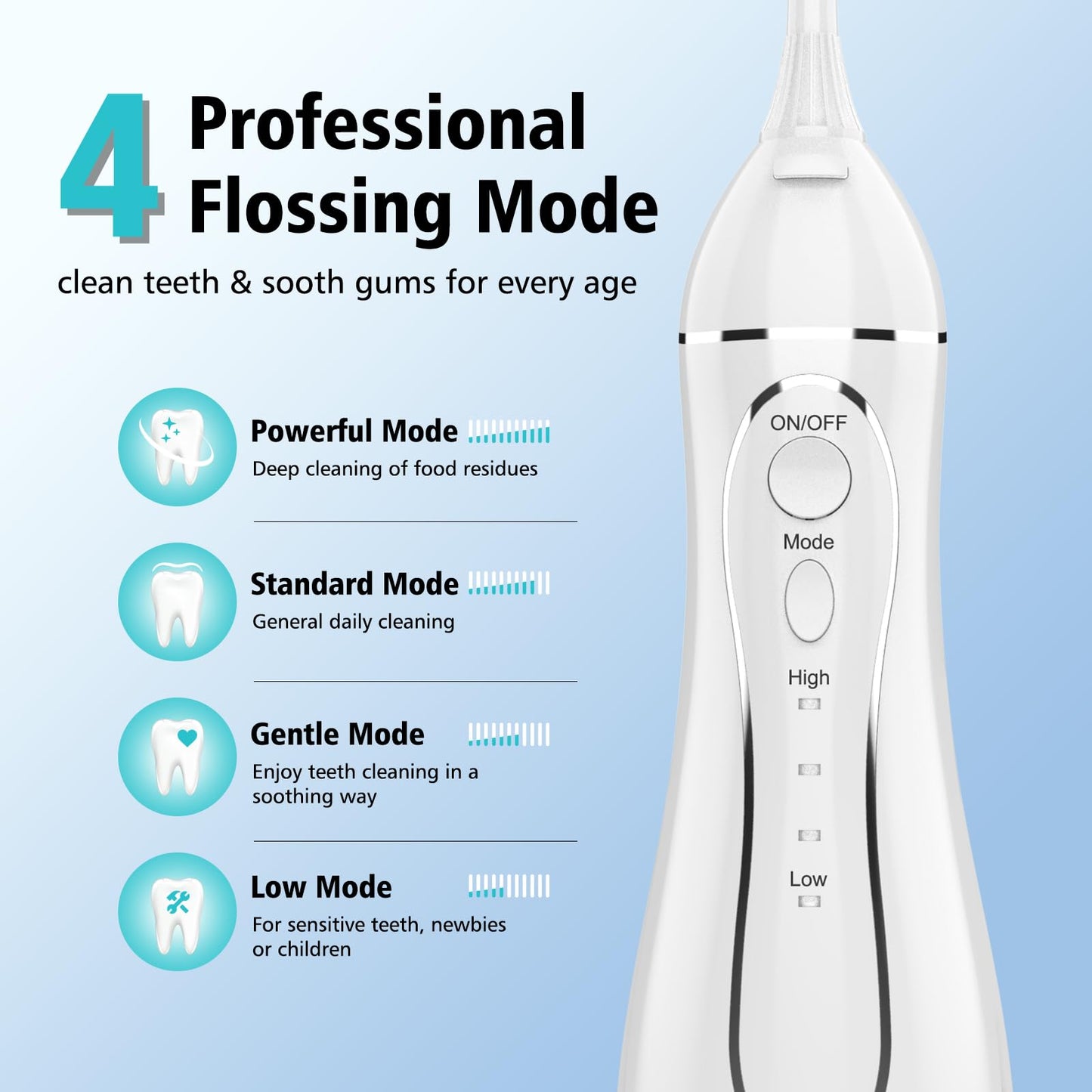 Leominor Water Flosser Pick for Teeth, 300ML Portable Oral Irrigator Upgraded Tank Removable,IPX7 Waterproof, Rechargeable Travel Teeth Cleaner, Professional Electric Flossing Machine (Pink)
