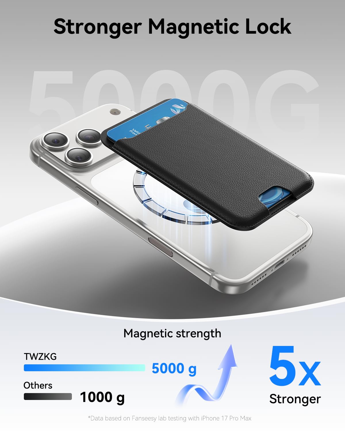 TWZKG for MagSafe Wallet, 3 Cards Holder, Slim Magnetic Phone Wallet for iPhone 17/16/15/14/13/12 Pro Max Plus Air Series,RFID Blocking Vegan Leather,Black