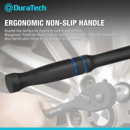 DURATECH 1/2-Inch Drive Ratchet, 90-Tooth Quick-Release Ratchet Wrench, Reversible, Cr-V Made, 4° Swing, Manganese Phosphate Black Finish, Gifts for Men Gifts for Women