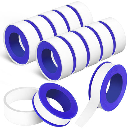 KUQQI 12 Rolls Teflon Tape for Plumbers, 1/2 x 520 Inches PTFE Thread Seal Tape, White Pipe Sealant for Shower Head, Water Pipe Sealing and Leak Prevention, Sealing Tape for Threaded Connections