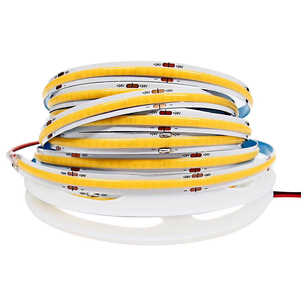 Tesfish LED Strip Lights 24V, Band COB Warm White 3000K 16.4ft 320 LEDs/M Total 1600 LEDs Flexible Neon Light Strips for Party, Counter, Shelf, Home Decor