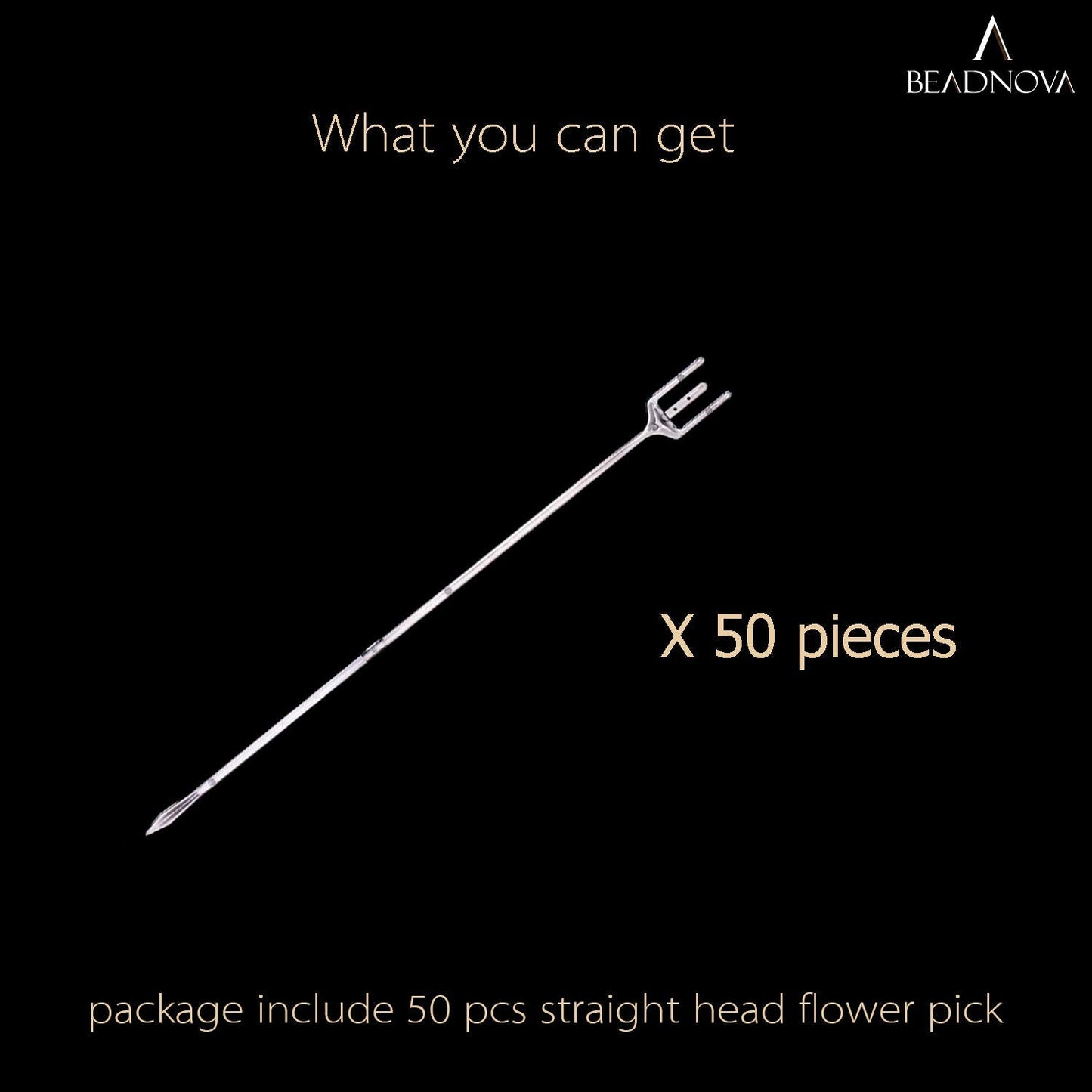 BEADNOVA Floral Card Holder Picks 50pcs 12inch Flower Plastic Floral Pick Holder for Card Photos Wedding Birthday Party Decoration (Fork Shape Head)