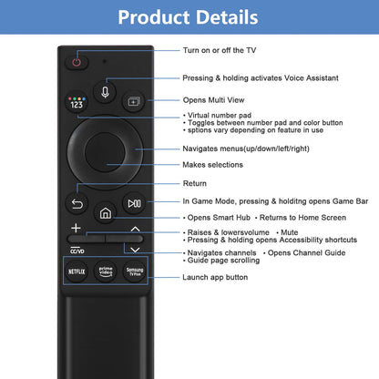 BN59-01357F TM2180E RMCSPA1RP1 Voice Remote Replacement for Samsung Smart TV Remote Control, Compatible with Samsung QLED TVs Q60A Q70A Q80A QN85A QN90A QN800A Series