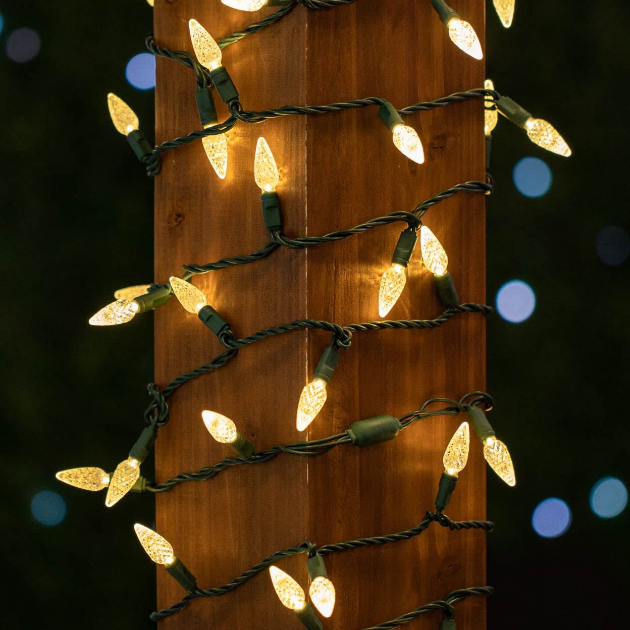 Novelty Lights 24FT 70 LED C6 Christmas String Lights, Outdoor Tree Commercial Grade LED Lights, Permanent Christmas Decorations (Warm White)