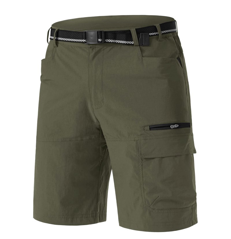 TACVASEN Cargo Shorts for Men Outdoor Work Hiking Shorts Lightweight Quick Dry Casual Summer Golf Dress Fishing Elastic Waist Green 32