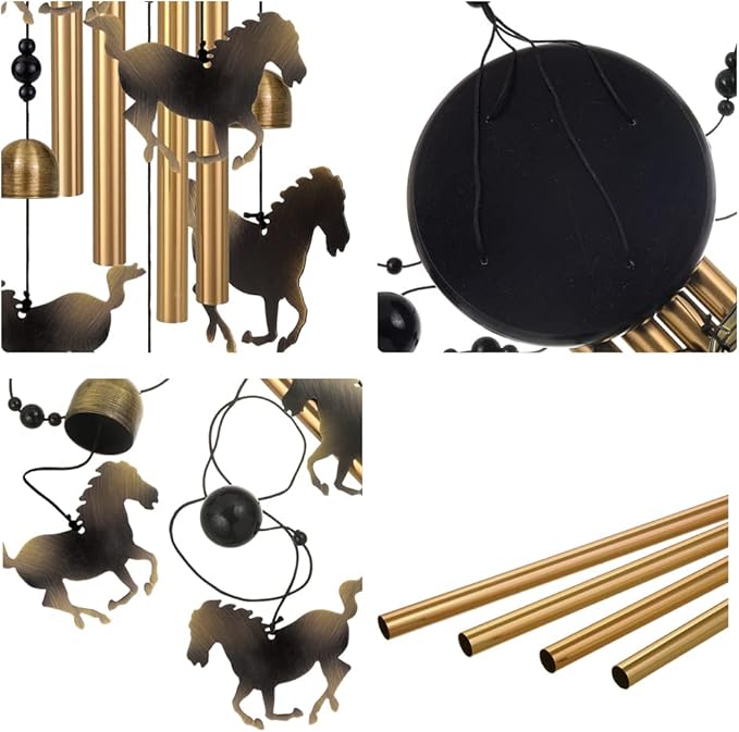 Bronze Horses Wind Chimes Decor, Portable Mobile Wind Catcher, Sympathy Wind Bells, Memorial Gifts for Mom, Housewarming, Blessing Windchime(Outside/Indoor/Home/Room/Porch/Tree/Yard/Garden Decorate)