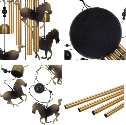 Bronze Horses Wind Chimes Decor, Portable Mobile Wind Catcher, Sympathy Wind Bells, Memorial Gifts for Mom, Housewarming, Blessing Windchime(Outside/Indoor/Home/Room/Porch/Tree/Yard/Garden Decorate)