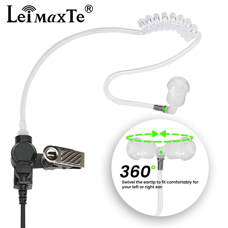 LEIMAXTE Acoustic Tube Earpiece Coil Tubes Replacement for Two Way Radio Headsets FBI Style Motorola Kenwood Walkie Talkie Earpieces with 2X Radio Earbuds (2 PCS)