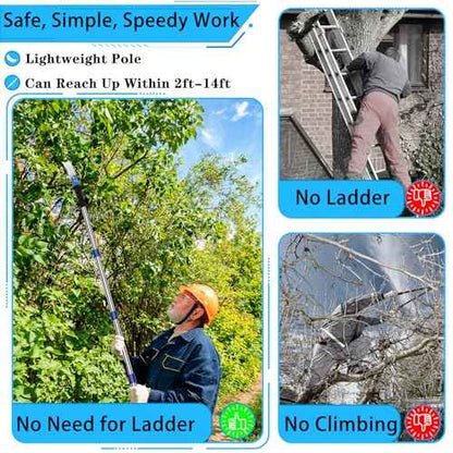 [14 feet] Pole Saws for Tree Trimming Extendable High Pruning Saws Manually Stainless Steel Gardening Saws Extension Bar Saw Pole Pruning Limb Saw for Trees, Bamboo Wood, Plastics
