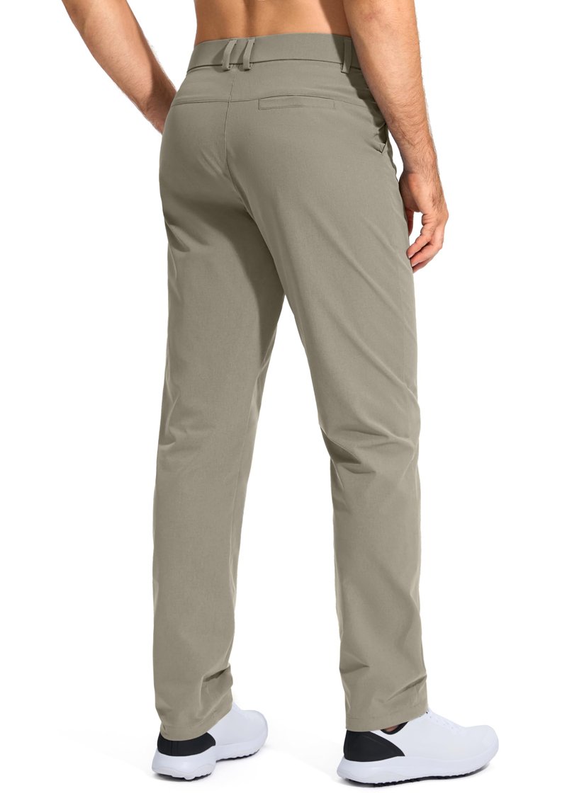 Pudolla Men's Golf Pants Work Dress Comfy Pants Casual Slacks Trousers with Pockets(Stone_Grey 32Wx30L)