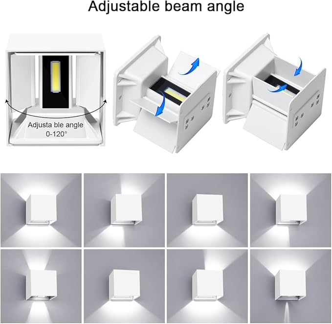 ledmo LED Outdoor Sconses Light Up and Down Wall Lights Adjustable Lighting Beam Aluminum IP65 20W High Power 6000K 1800LM Modern Exterior Lighting Fixture for Patio Home Yard 2 Pack Non Photocell