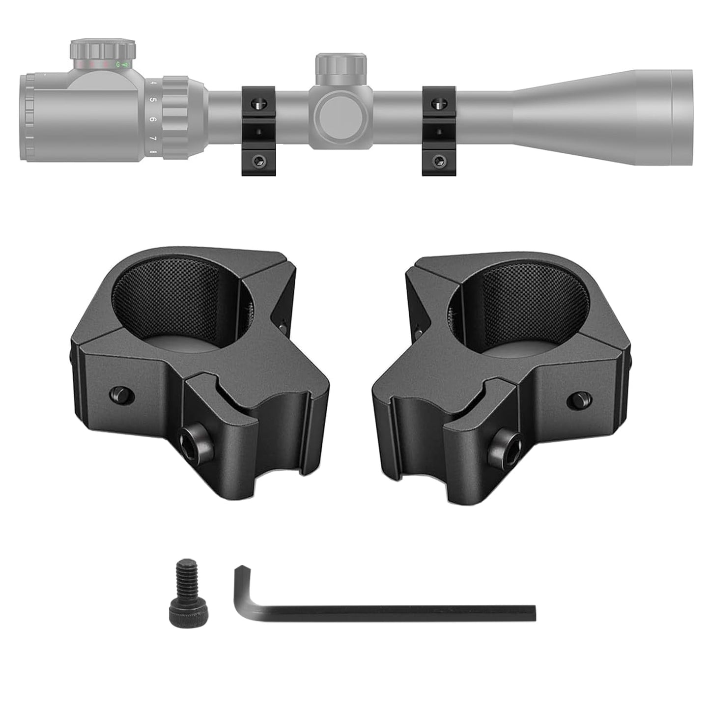 LONSEL 1'' Dovetail Scope Rings, 2 Pack High Profile or Medium Profile 1 Inch Scope Mount Rings for 11mm Dovetail Rails (Single Screw - Low Profile - 2 Pcs)