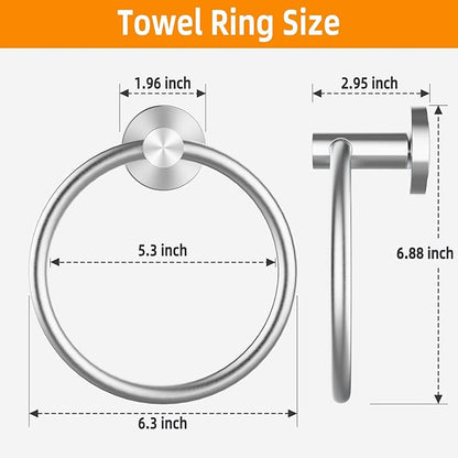 Brushed Silver Towel Ring, SUS304 Stainless Steel Hand Towel Holder