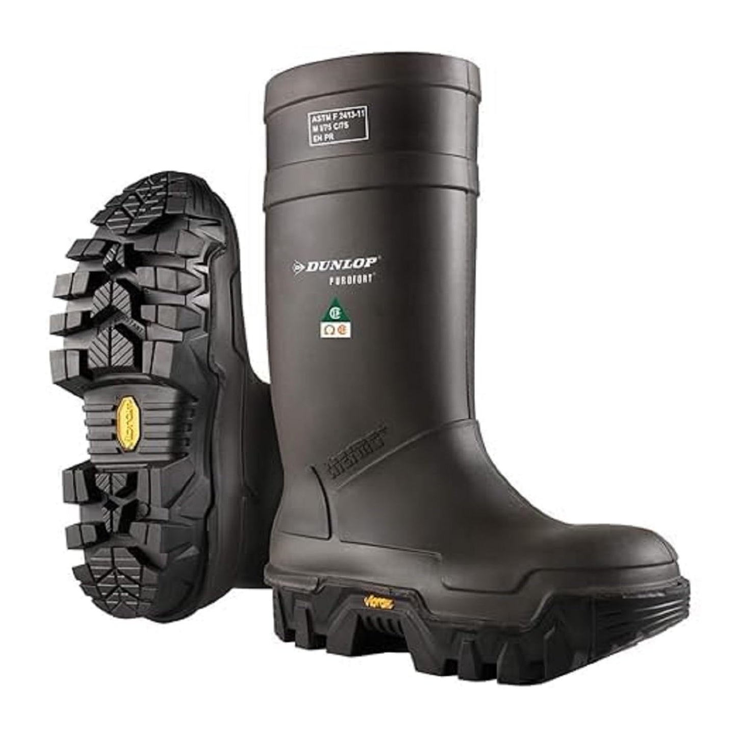 DUNLOP Explorer Full Safety with Vibram Sole - Work boots for Men & Women - Waterproof Safety boots with Steel Toe - Rubber boots with cold insulation - Chemical and Slip Resistant - Black - Size 6