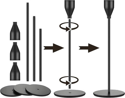 Matte Black Candlestick Holder for Taper Candles, Decorative Candle Holders Bulk Candle Stick Holders, Fits 3/4 inch Candles, Metal Taper Candle Holders for Pillar Candle, Home Decor (Set of 12)
