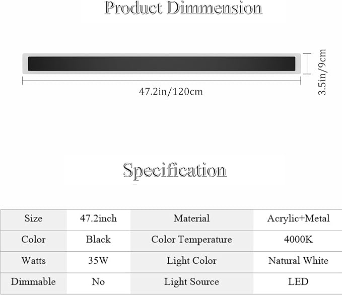 2 Pack 47.2in 4000K Long Outdoor Light IP65 Waterproof Outdoor Sconces Wall Lighting Modern LED Exterior Wall Sconces for Porch House