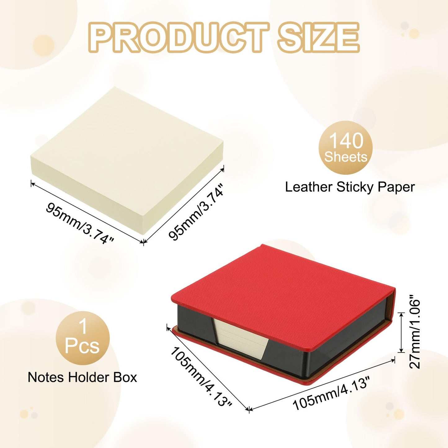 PATIKIL 140 Sheets Leather Sticky Notes Holder, 10in Post Notes Holder Storage Box Desktop Mini Square Case Business Card Holder Memo Pad Organizer for Desk Home Office Notebook, Red