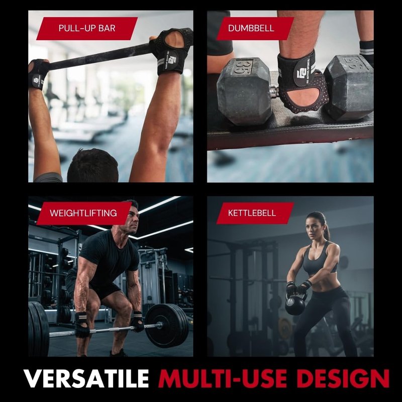 Fit Active Sports New Grip 2.0 Ventilated Weight Lifting Workout Gloves with Wrist Wraps for Gym Exercise, Weightlifting, Pull Ups - for Men & Women (M)