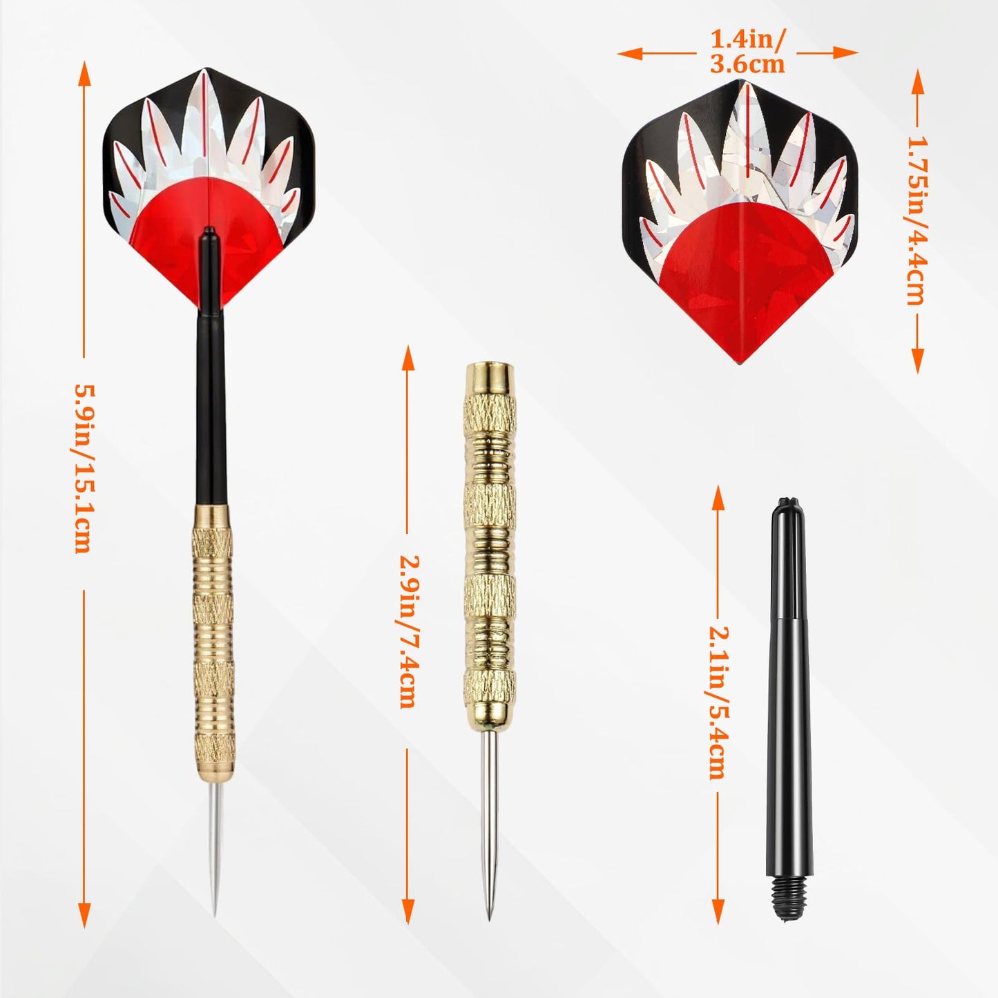 MaxMau 18 pcs Steel Tip Darts Set for Dartboard Metal Point Laser Dart Flights