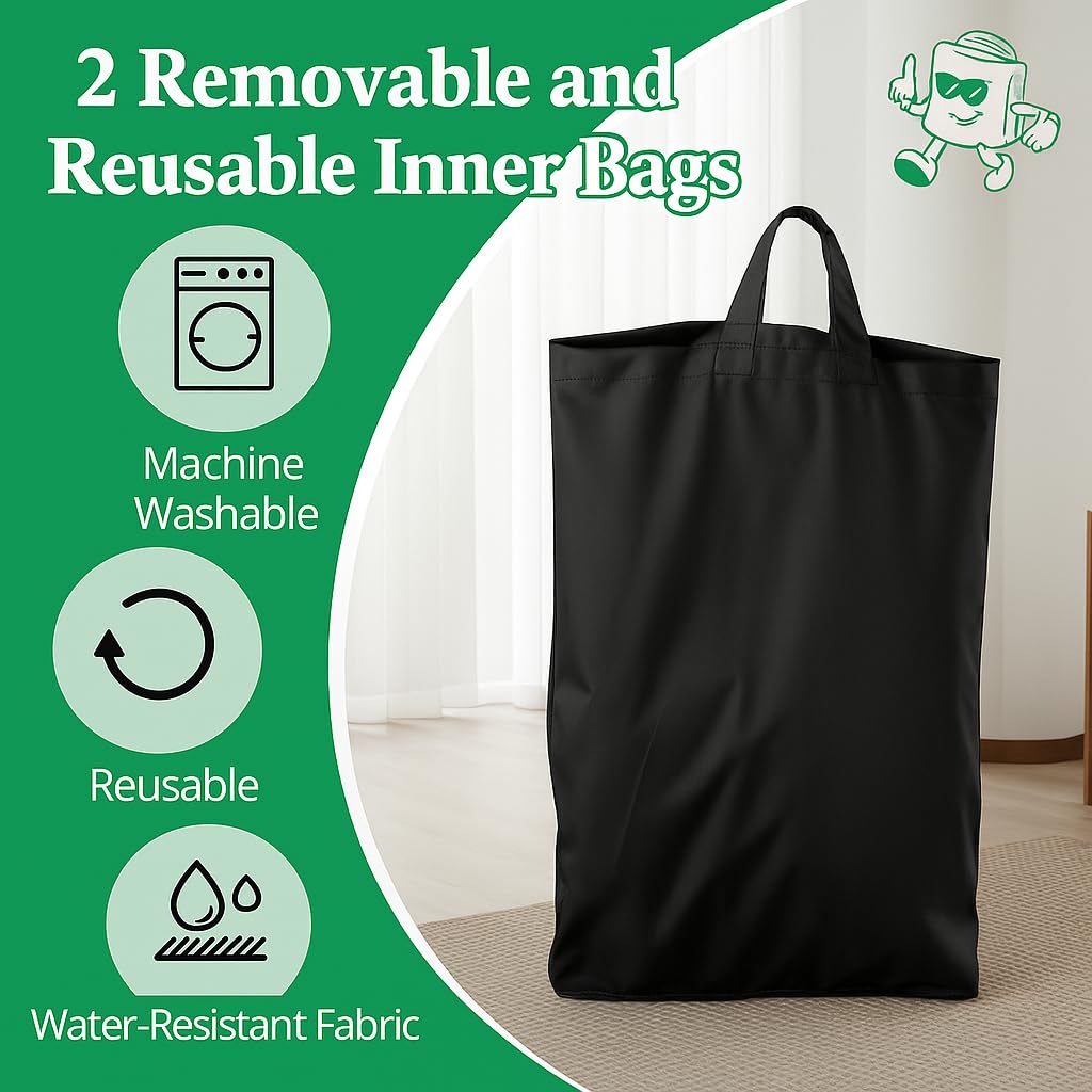 EGGUITAR 100L Large-Capacity Recycling Bin with Removable Bag–Ideal for Sorting and Storing Bottles and Glass Waste. Sturdy, Durable, and Perfect for Efficient Recycling Management.