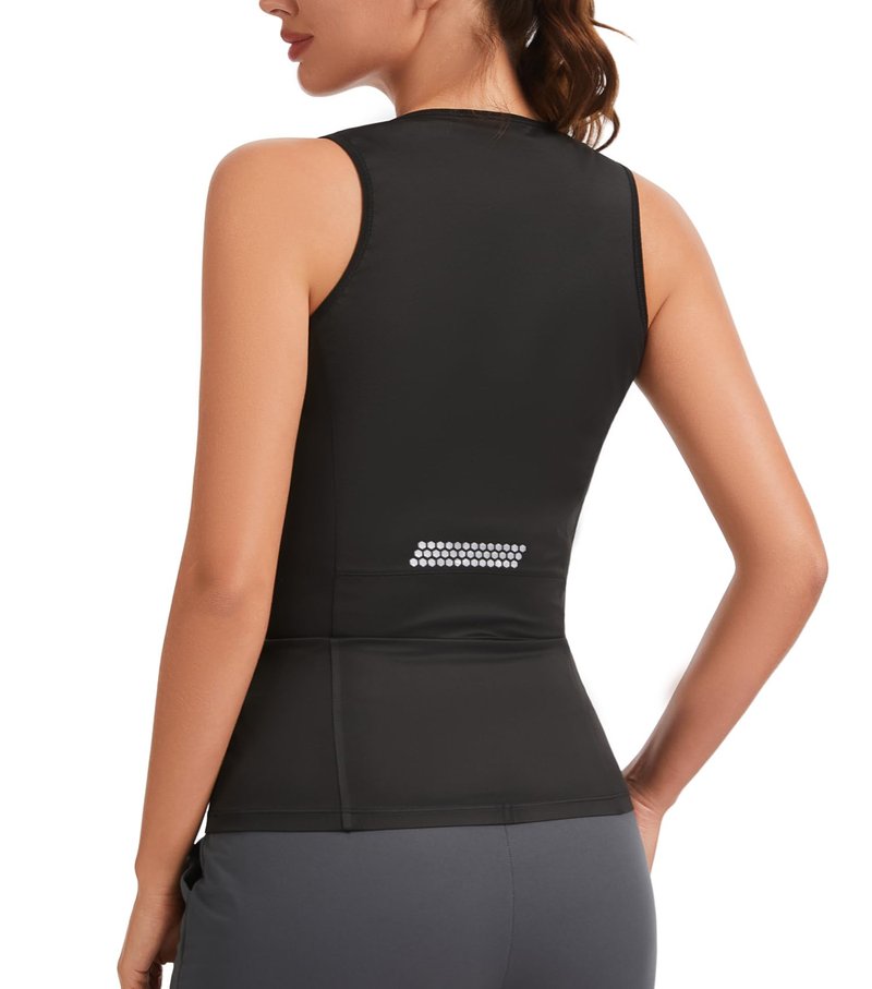 NINGMI Women Sauna Vest Sweat Tank Top Zipper T Shirt Sauna Suit Waist Trainer Body Shaper Workout Exercise Fitness Gym